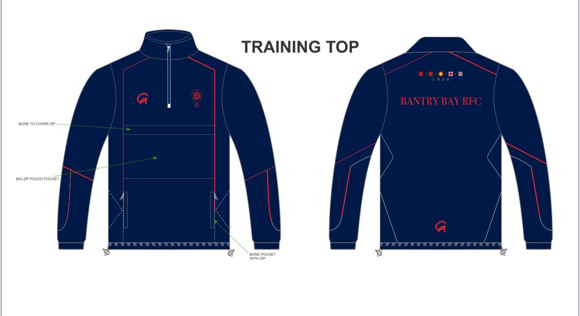 Bantry Bay RFC Coach side line 1/4 zip rain jacket